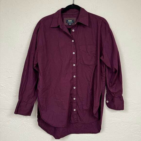 Maeve Anthropologie Purple Long Sleeve Button Down Shirt Women XS Casual Classic - Picture 1 of 11